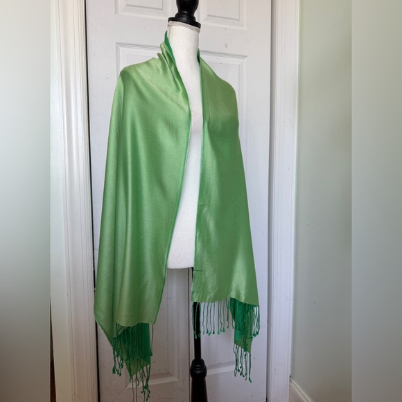 Forest and Emerald Luxury Green Silk Scarf - Picture 5 of 6